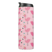 Pink Flamingo Muster Individuelle Name Template Thermosbecher (Nach rechts gedreht)