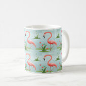 Pink Flamingo Muster Kaffeetasse (VorderseiteRechts)