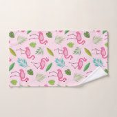 Pink Flamingo Muster mit tropischen Blätter Badhandtuch Set (Handtuch)