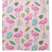 Pink Flamingo Muster mit tropischen Blätter Duschvorhang (Vorderseite)