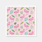 Pink Flamingo Muster mit tropischen Blätter Serviette (Vorderseite)