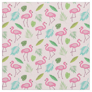 Pink Flamingo Muster mit tropischen Blätter Stoff