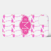 Pink Flamingo Muster | Monogramm Case-Mate iPhone Hülle (Rückseite (Horizontal))