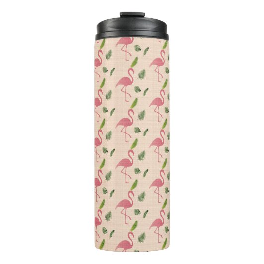 Pink Flamingo Muster Thermosbecher (Vorderseite)