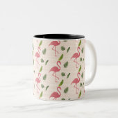 Pink Flamingo Muster Zweifarbige Tasse (VorderseiteRechts)