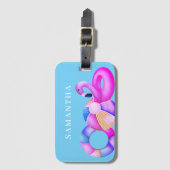 Pink Flamingo Name Gepäckanhänger (Vorderseite Vertikal)