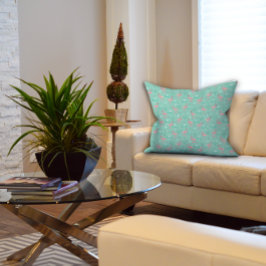 Pink Flamingo niedlich türkisfarbenes Muster Kissen