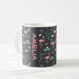 Pink Flamingo niedlicher grauer Mustername Kaffeetasse