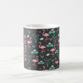 Pink Flamingo niedlicher grauer Mustername Kaffeetasse (Mittel)