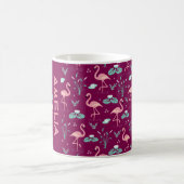 Pink Flamingo niedlicher roter Mustername Kaffeetasse (Mittel)