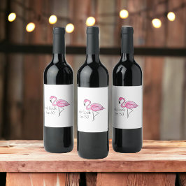 Pink Flamingo Oh Flock Ich bin 50 Can Weinetikett