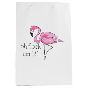 Pink Flamingo Oh Flock Ich bin 50 Mittlere Geschenktüte