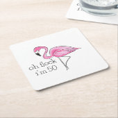 Pink Flamingo Oh Flock Ich bin 50 Rechteckiger Pappuntersetzer (angewinkelt)
