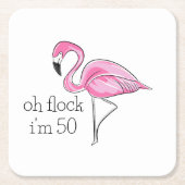 Pink Flamingo Oh Flock Ich bin 50 Rechteckiger Pappuntersetzer (Vorderseite)