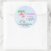Pink Flamingo Palm Bäume Baby Dusche Dank Runder Aufkleber (Tasche)