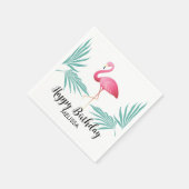 Pink Flamingo Palm Blätter Grüne Geburtstag Serviette (Ecke)