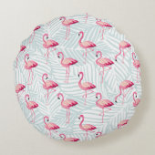 Pink Flamingo & Palm Blätter - Niedlich Rundes Kissen (Rückseite)