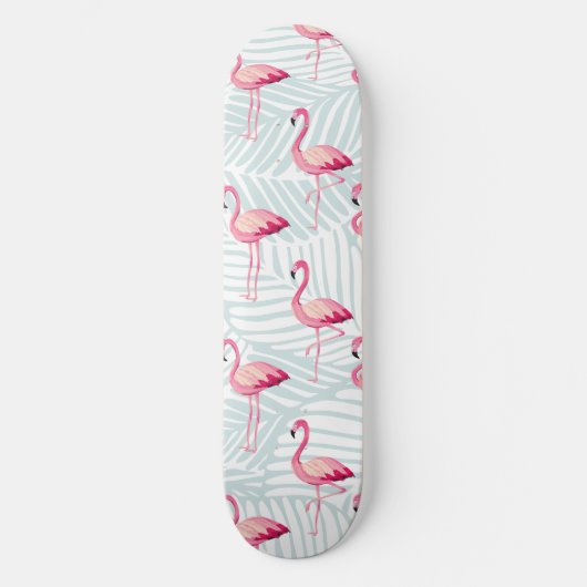 Pink Flamingo & Palm Blätter - Niedlich Skateboard (Vorderseite)