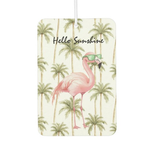 Pink Flamingo Palm Trees Autolufterfrischer (Vorderseite)