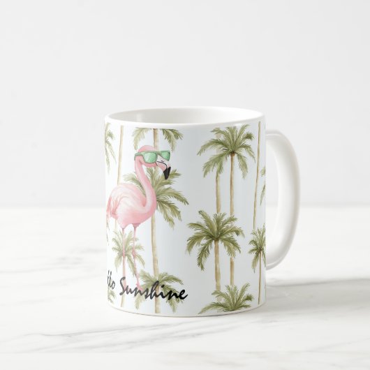 Pink Flamingo Palm Trees Kaffeetasse (VorderseiteRechts)