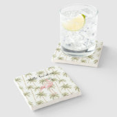 Pink Flamingo Palm Trees Steinuntersetzer (Seitenansicht)