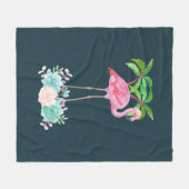 Pink Flamingo Palmen und Blumensukkulturen Fleecedecke (Vorderseite (Horizontal))