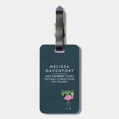 Pink Flamingo Palmen und Blumensukkulturen Gepäckanhänger (Rückseite vertikal)