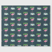 Pink Flamingo Palmen und Blumensukkulturen Geschenkpapier (Flach)