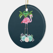 Pink Flamingo Palmen und Blumensukkulturen Keramik Ornament (Links)