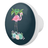 Pink Flamingo Palmen und Blumensukkulturen Keramikknauf (Rechts)