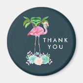 Pink Flamingo Palmen und Blumensukkulturen Magnet (Vorne)