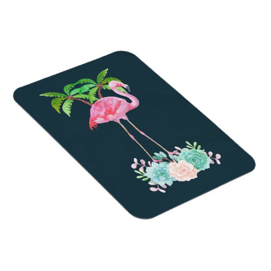 Pink Flamingo Palmen und Blumensukkulturen Magnet (Rechte Seite)