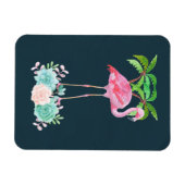 Pink Flamingo Palmen und Blumensukkulturen Magnet (Horizontal)