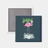 Pink Flamingo Palmen und Blumensukkulturen Magnet (Vorderseite/Rückseite)