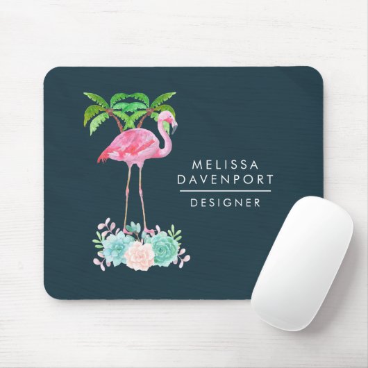 Pink Flamingo Palmen und Blumensukkulturen Mousepad (Mit Mouse)