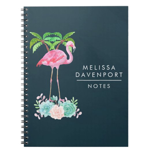 Pink Flamingo Palmen und Blumensukkulturen Notizblock (Vorderseite)
