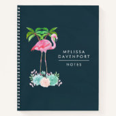 Pink Flamingo Palmen und Blumensukkulturen Notizbuch (Vorderseite)