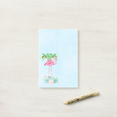 Pink Flamingo Palmen und Blumensukkulturen Post-it Klebezettel (Auf Schreibtisch)