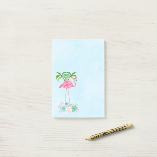 Pink Flamingo Palmen und Blumensukkulturen Post-it Klebezettel (Auf Schreibtisch)