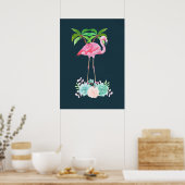 Pink Flamingo Palmen und Blumensukkulturen Poster (Küche)