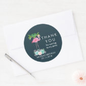 Pink Flamingo Palmen und Blumensukkulturen Runder Aufkleber (Umschlag)