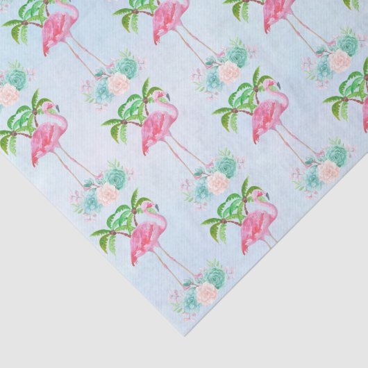 Pink Flamingo Palmen und Blumensukkulturen Seidenpapier (Ausschnitt)