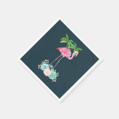 Pink Flamingo Palmen und Blumensukkulturen Serviette (Ecke)