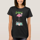 Pink Flamingo Palmen und Blumensukkulturen T-Shirt (Vorderseite)