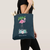 Pink Flamingo Palmen und Blumensukkulturen Tasche (Von Nahem)
