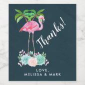 Pink Flamingo Palmen und Blumensukkulturen Weinetikett (Einzelnes Label)