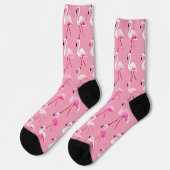 Pink Flamingo Paradise Wasserfarben Muster Socken (Linkes Detail)