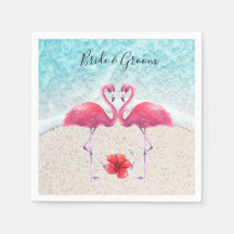 Pink Flamingo Pärchen Liebe am Strand Hochzeit
