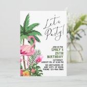 Pink Flamingo Party Einladung (Stehend Vorderseite)