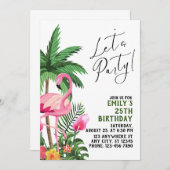 Pink Flamingo Party Einladung (Vorne/Hinten)